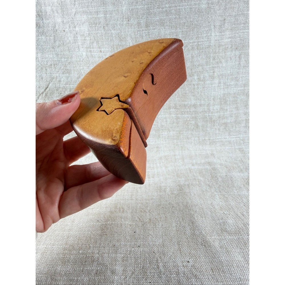 Vintage Wooden Puzzle Box Hidden Compartment Trinket Box Secret Box